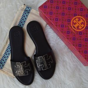 NWT | Tory Burch | Black Ines Slides | 8